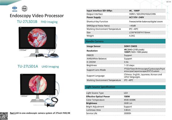 Câmera Endoscópica TUYOU 27 Polegadas 1080P com Função de Gravação IPX8 à Prova D'água e 8 Horas de Duração da Bateria para Endoscopia Médica